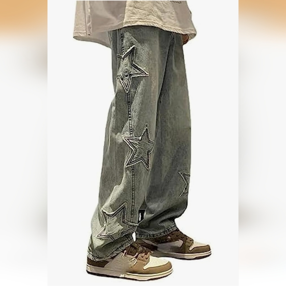 Women's Star Embellished Relaxed Jeans - Gray